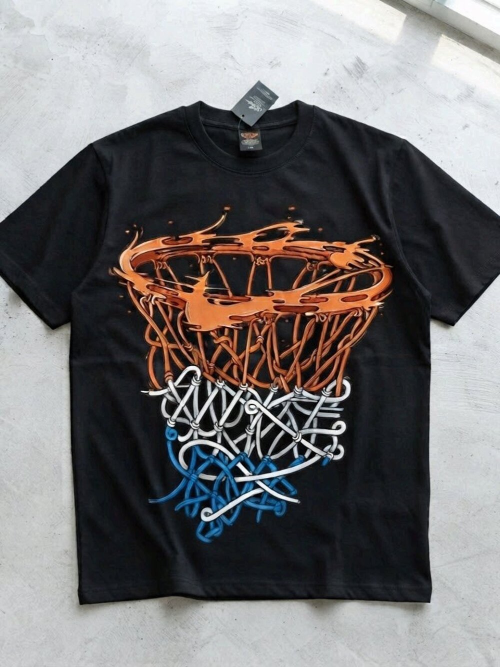 Basketball Hoop Graphic T-Shirt, Vintage Sports Basketball Tee, Black Unisex Gra